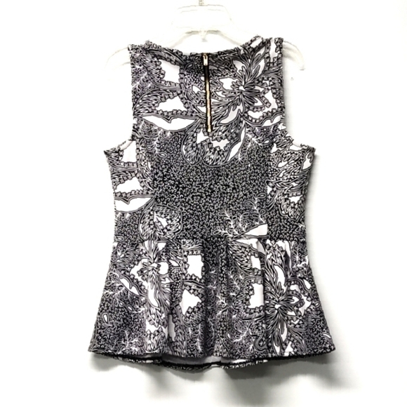 Worthington black and white peplum top sleeveless blouse Size: M - Picture 2 of 5